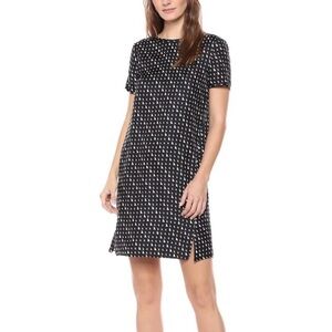 Theory Black Printed Short Sleeve Shift Dress